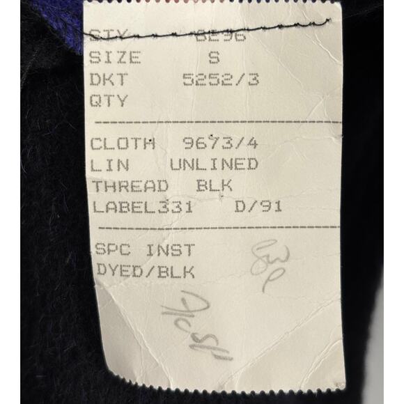 Vintage Jimmy Hourihan Ireland 100% Wool Wrap Coat Black Purple Small - Picture 15 of 16